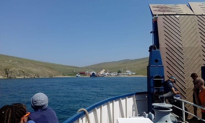 Ferry to Olkhon Island. 