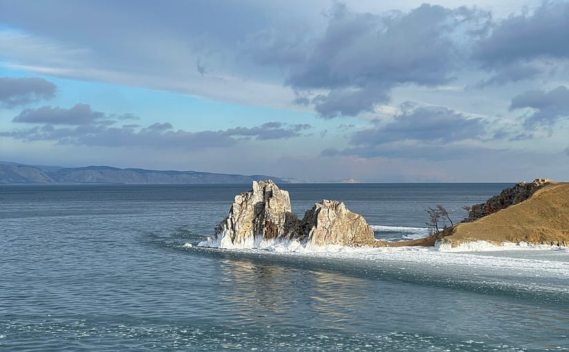 Shaman Rock, cape Burkhan, Olkhon Island, Lake Baikal, Siberia, Deceber.